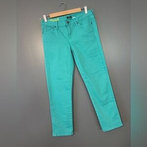 J.Crew Toothpick Skinny Jeans Teal Stretch Mid Rise Slim Ankle Womens 28